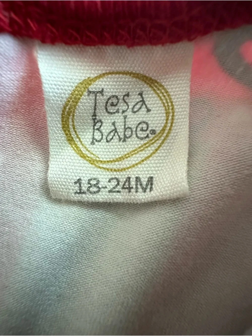 Tesa Babe Girl 18-24M Red & Striped Sleeves Jersey Cotton Blend Holiday Dress